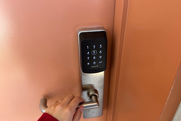 One of the tricky touch locks on the room doors at the Dolphins Motel in Mollymook.
