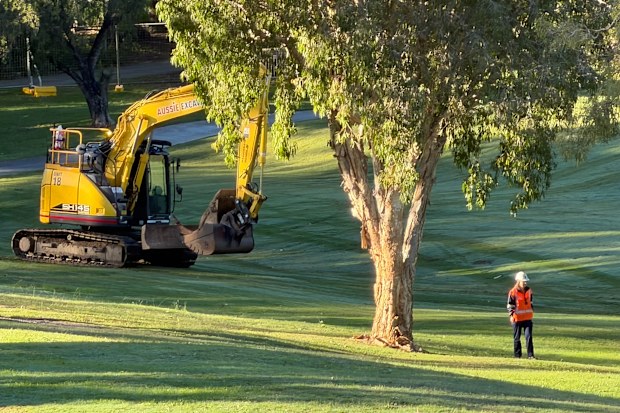 Excavators move in to Victoria Park to start construction on Brisbane’s Olympic stadium.