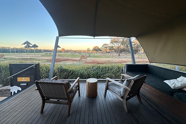 The view from the Zoofari lodges at Taronga Western Plains Zoo.