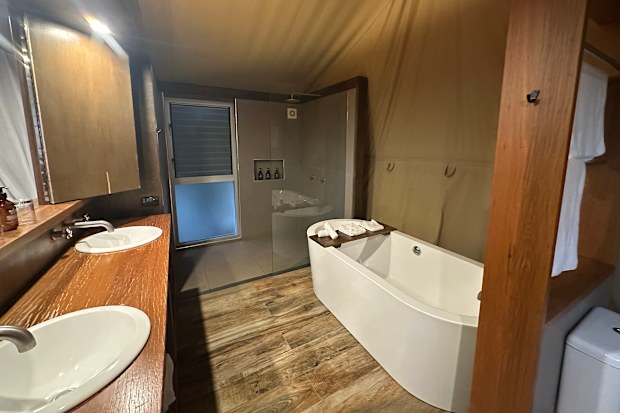 Inside the Zoofari lodges at Taronga Western Plains Zoo.