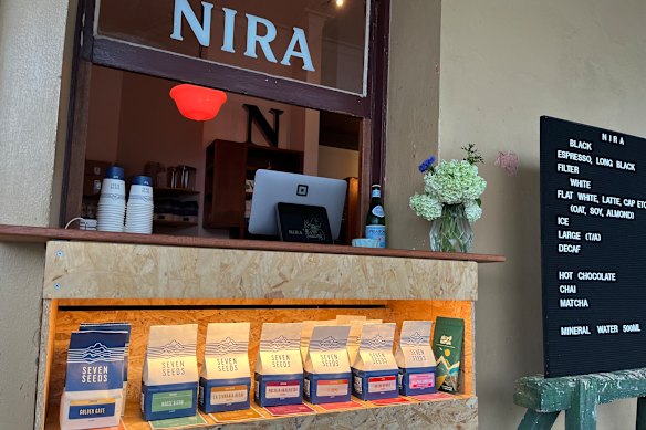 Nira is a hole-in-the-wall coffee shop.