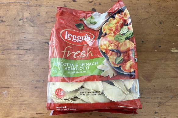Leggo’s fresh ricotta and spinach agnolotti.
