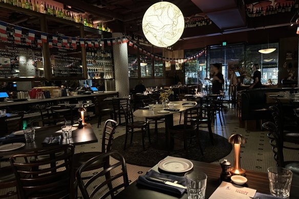 The moody interiors at Bistro Rex.