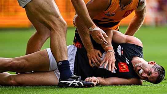 Jacob Weitering’s State of Origin game ended in injury.