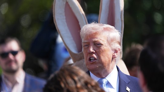 US President Donald Trump at the annual White House Easter Egg Roll.