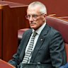 New One Nation senators Warwick Stacey (left) alongside Tyron Whitten, during the first sitting of parliament following their election. 