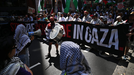 A pro-Palestine protest in Sydney on Sunday.