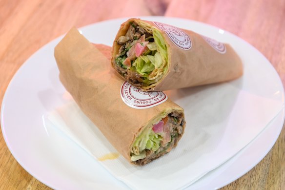 Knafeh Nabulseyeh’s chicken shawarma wrap.