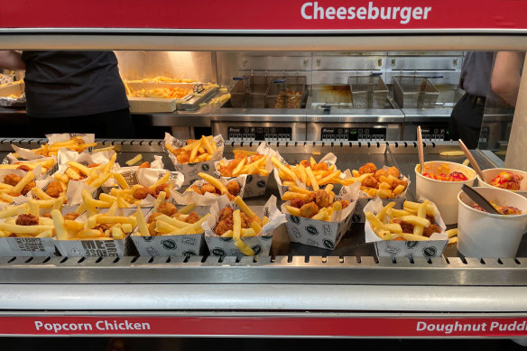 Chicken tenders and other fried delights at the footy.