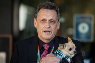 Andy Meddick outside Parliament last month.