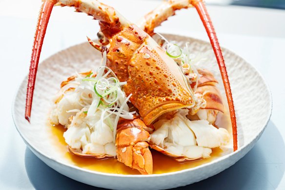 Rock lobster with preserved plums and ginger. 