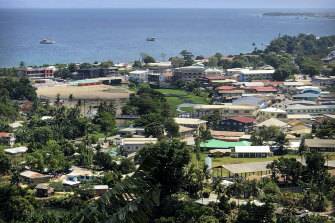 Ships docked offshore in Honiara, the capital of the Solomon Islands.