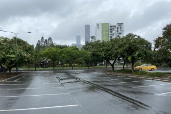These free car parks at Roma Street Parklands will go and be replaced by residential and commercial development as part of the Cross River Rail project.