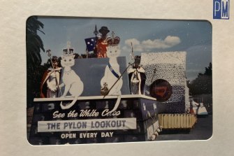 A royal occasion - a poster promoting the white cats and replica Crown Jewels at the Pylon Lookout.