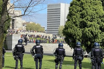 Police have surrounded protesters for a couple of hours.