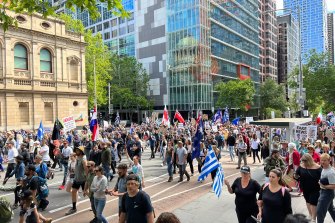 Protesters made their way back through the city from Flagstaff Gardens.