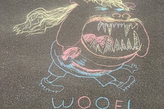 A chalk drawing to celebrate grand final day.