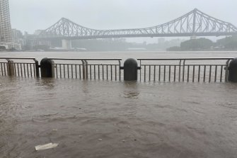 The Brisbane River broke its banks across the city in February. 
