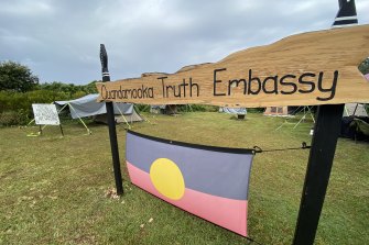 The Point Lookout site of the proposed whale centre with a preserved 15 metre humpback whale skeleton is now the Quandamooka Truth Embassy.