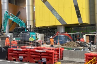 The emergency roadworks on Adelaide Street.