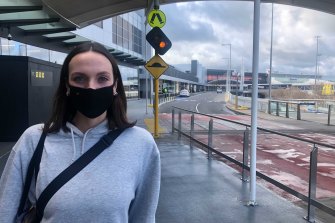 Carlton fashion buyer Maddie McPhee at Melbourne Airport.