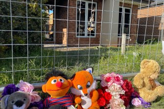Tributes left outside a Werribee home where four children died on Sunday.