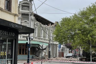The building housing Betty’s Burgers in Chapel Street, Prahran was damaged in the earthquake.