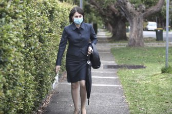 Former NSW premier Gladys Berejiklian walking to work on Wednesday morning.