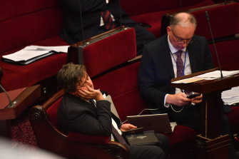 Fatigue sets in as upper house MPs, including Liberal Democrat Tim Quilty, debate Victoria’s contentious pandemic bill.