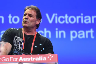 John Setka speaks to last year's Labor Party conference in Adelaide.