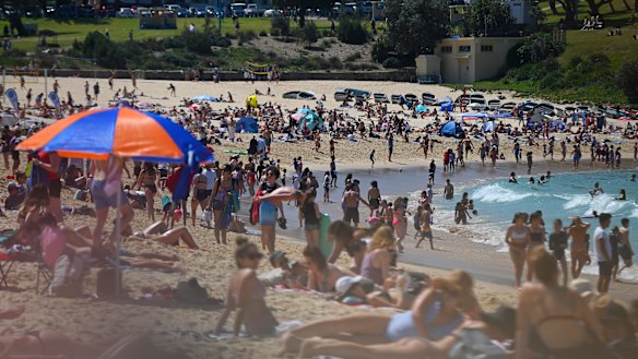 Crowds flocked to Coogee Beach on Saturday.