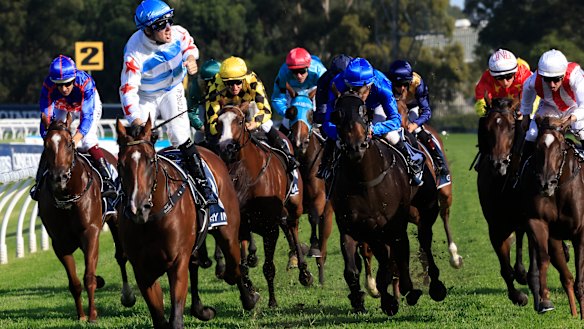 Tommy Berry wins his third Golden Slipper, this time on Stay Inside.