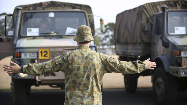 ADF reservists prepare at Holsworthy Army Barracks.