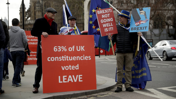 Brexit supporters and pro-EU campaigners in London.