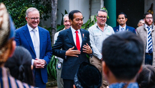 Indonesian President Joko Widodo with Prime Minister Anthony Albanese in Sydney last week.