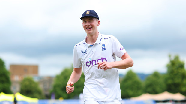 Rocky Flintoff during a match for England’s under-19s in July.