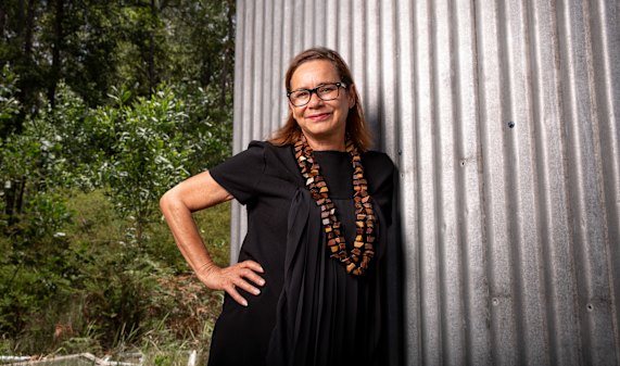 Rhoda Roberts on her property near Yamba, NSW.