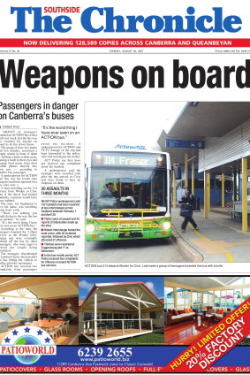 A frontpage article in the Southside Chronicle from August 2007 revealed a couple had been threatened by a knife on an ACTION bus, which was too full for the driver to be informed.  