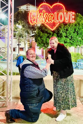 Craig Daniells proposed to Simone with her mother’s engagement ring and a strawberry sundae under the Ekka’s love sign last year.