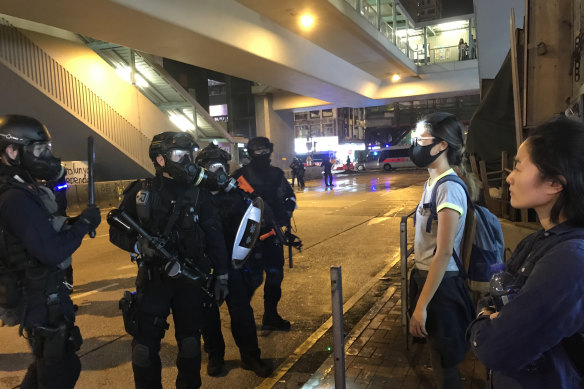 Hong Kong protests: Security forces and demonstrators face off in Mong Kok, Kowloon.