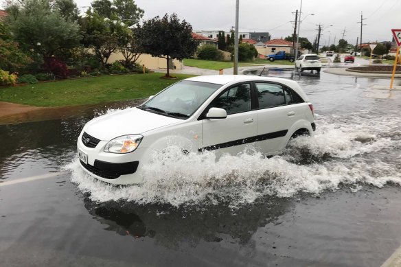 Roads turned to rivers a second week running at Westfield Innaloo.