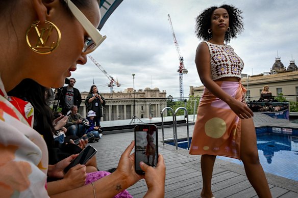 Indigenous brand Amber Days at Melbourne Fashion Week.
