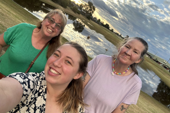 Cassandra Seale pictured with her daughter Nat and Emma on Christmas day last year.