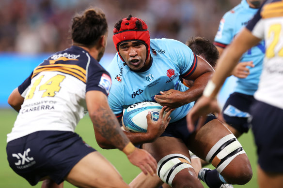 Langi Gleeson was dominant when he came on the Waratahs in the second half against the Brumbies.