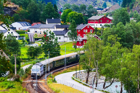 The colourful Flam Railway.