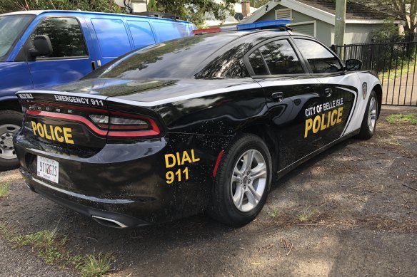 American style police cars on the “mean streets” of MacMasters Beach.