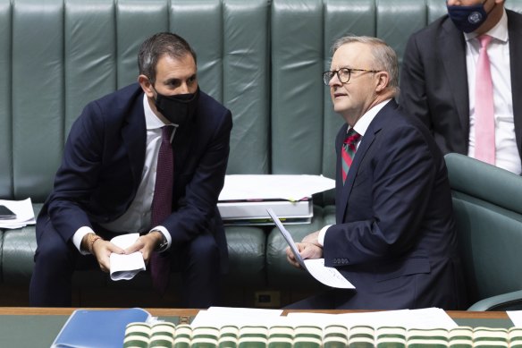 Treasurer Dr Jim Chalmers and Prime Minister Anthony Albanese during Question Time this week.