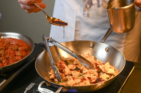 “Chicken” served with ginger-soy sauce.