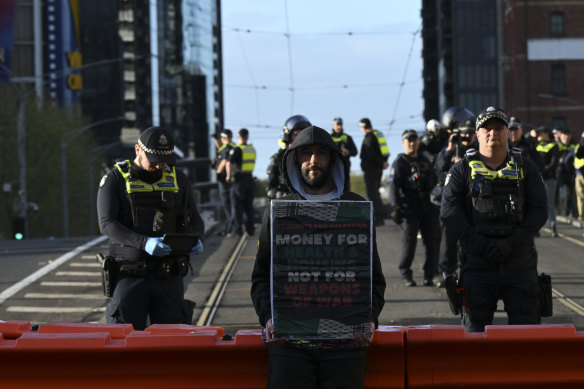 Police are braced for more protests outside the weapons expo in Melbourne.