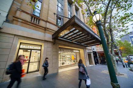 Shop fronts on Collins Street in Melbourne.